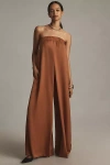 If By Sea Strapless Wide-leg Jumpsuit In Brown