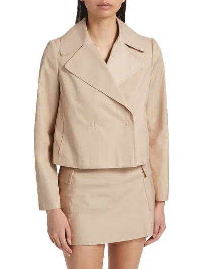 If Only Studio Women's Cotton-blend Cropped Jacket In Sand