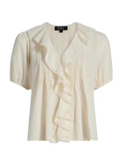 If Only Studio Women's Cotton Ruffled Top In Sand