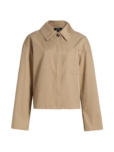If Only Studio Women's Cotton-blend Dropped-shoulder Rain Jacket In Brown