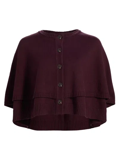 If Only Studio Women's Cotton-wool Knit Cape Jacket In Burgundy