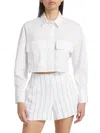 If Only Studio Women's Crop Cotton-blend Shirt In White