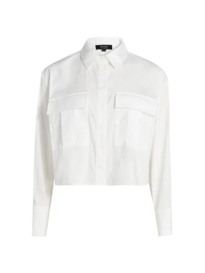 If Only Studio Women's Cropped Nylon Blouse In White