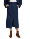 If Only Studio Women's Denim Topstitched Midi-skirt In Blue