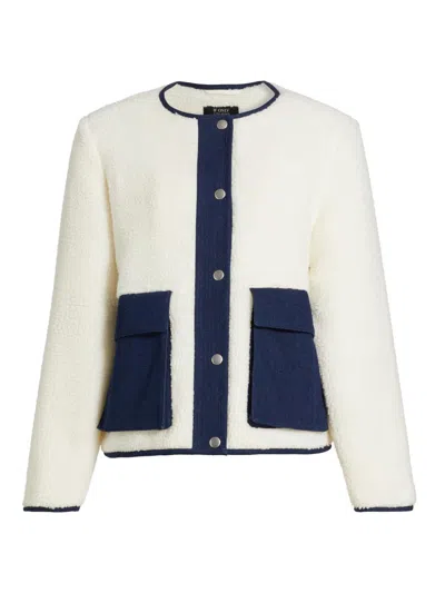 If Only Studio Women's Faux-sherpa & Denim Jacket In White