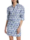 If Only Studio Women's Ikat-inspired Printed Linen Shirtdress In Blue
