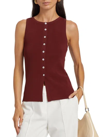 If Only Studio Women's Knit Sleeveless Cardigan In Burgundy