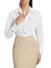 If Only Studio Women's Longline Cotton-blend Shirt In White