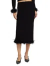 If Only Studio Women's Louise Feather-trim Wool Skirt In Black