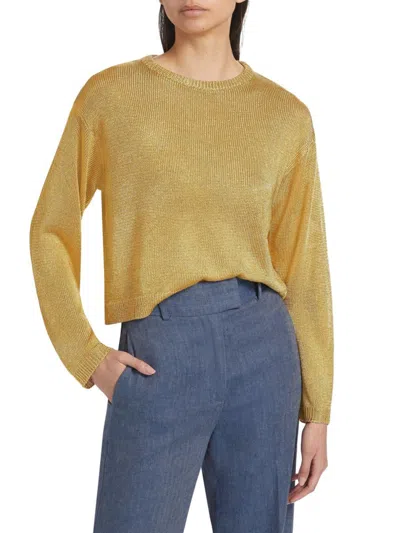 If Only Studio Women's Metallic Crewneck Sweater In Gold