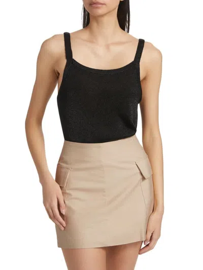 If Only Studio Women's Metallic Knit Tank In Black