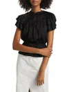 If Only Studio Women's Parachute Ruffled Peplum Top In Black