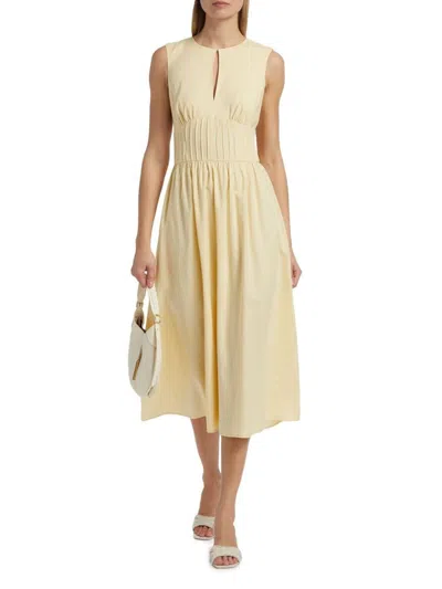 If Only Studio Women's Pintuck Waist Midi-dress In Yellow