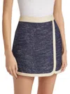 If Only Studio Women's Slub Boulcé Cotton-blend Surplice Skort In Navy Ivory
