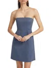 If Only Studio Women's Strapless Linen-blend Minidress In Industrial Blue