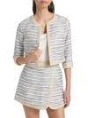 If Only Studio Women's Striped Tweed Crop Jacket In Blue White