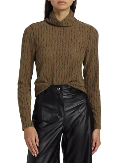 If Only Studio Women's Textured Wave Turtleneck Top In Brown