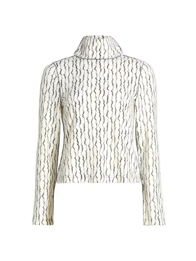 If Only Studio Women's Textured Wave Turtleneck Top In White