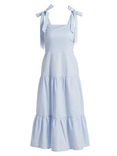 If Only Studio Women's Tiered Bow-strap Midi-dress In Blue