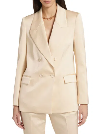 If Only Studio Women's Tina Double-breasted Satin Blazer In Champagne