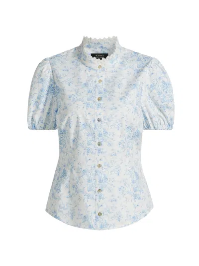 If Only Studio Women's Toile Lace-trim Shirt In Blue