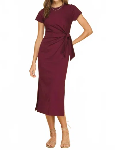 If She Loves Anastasia Tie Dress In Wine In Burgundy