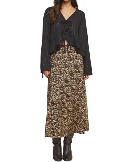 If She Loves Layla Leopard Print Midi Skirt In Multi