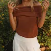 If She Loves Off The Shoulder Knit Top In Mocha