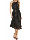 If She Loves Royal Pleated Midi Dress In Black In Black