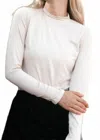 If She Loves Stretch Knit Mockneck Top In Oatmeal In White