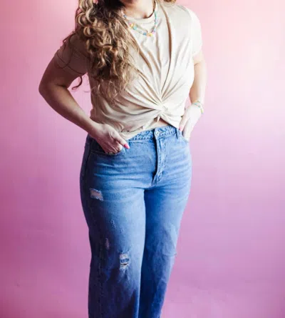 If She Loves Twisted In Knots Top In Tan In Multi