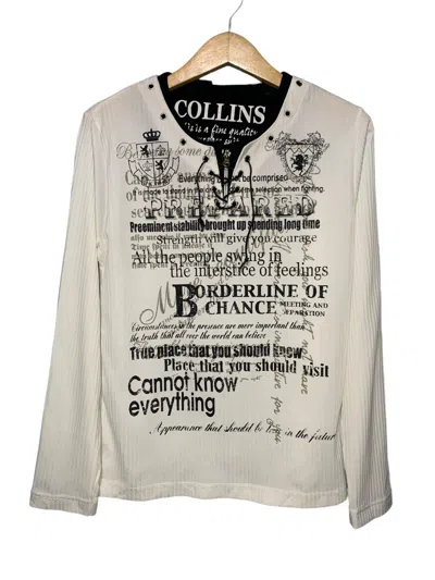 Pre-owned If Six Was Nine 2000s Collins Gothic Poem Double Layer Laces Up Longsleeve In White
