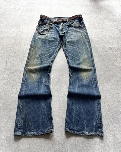 Pre-owned If Six Was Nine 2000s Edwin 503 Blue Trip Mud Wash Flared Jean