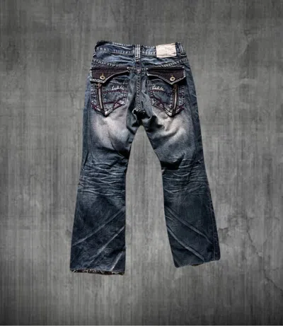 Pre-owned If Six Was Nine 2000s Japanese Archive Bootcut Distressed Zip Jeans In Blue