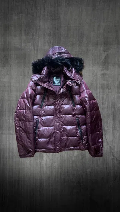 Pre-owned If Six Was Nine 2000s Japanese Archive Vkei Fur Zip Puffer Jacket In Red