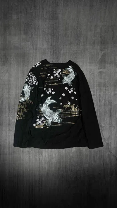 Pre-owned If Six Was Nine 2000s Japanese Sukajan Wabori Yakuza Long Sleeve Tee Kapital Style In Black