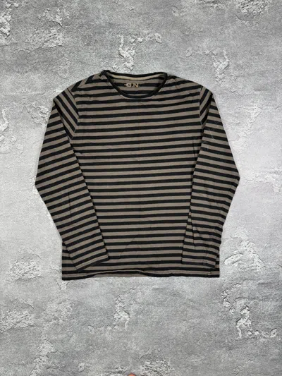 Pre-owned If Six Was Nine 2000s Striped Long Sleeve Sweatshirt Y2k In Brown