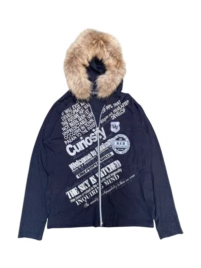 Pre-owned If Six Was Nine Cross Fur Zipper Hoodie Poem Skull Ifsixwasnine Lgb Style In Black