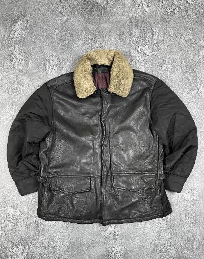 Pre-owned If Six Was Nine Hugo Boss Leather Jacket Size Xl Streetwear 1990s In Black