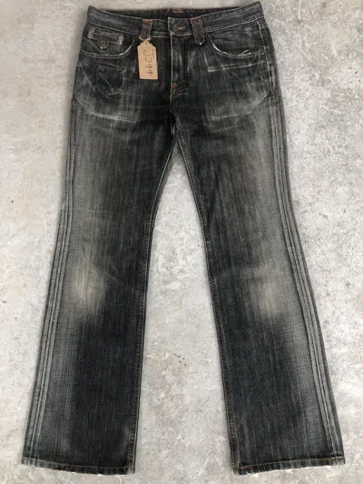 Pre-owned If Six Was Nine Japanese Back Number Flared Jeans Distressed Denim In Black