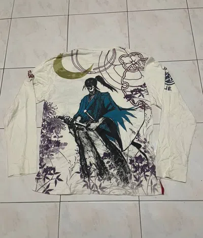 Pre-owned If Six Was Nine Japanesse Ninja Sword Karakuri Tamashi Backprint Tee In White