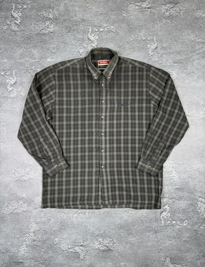 Pre-owned If Six Was Nine Kickers Vtg Plaid 90's Shirt Button Size L Y2k Retro In Gray
