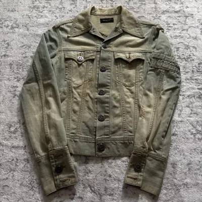 Pre-owned If Six Was Nine Led Rechwe Dallas Mink Fur Denim Jacket | Size L In Blue