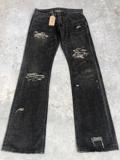 Pre-owned If Six Was Nine Lee Flared Jeans Distressed Jeans In Black
