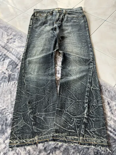 Pre-owned If Six Was Nine Nylaus Japan Shatter Wash Tectonic Spiral Flare Jeans In Blue