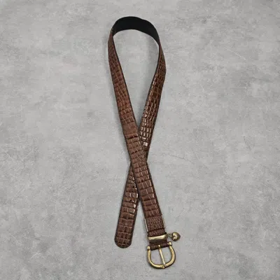Pre-owned If Six Was Nine Reptile Faux Leather Love Belt In Brown