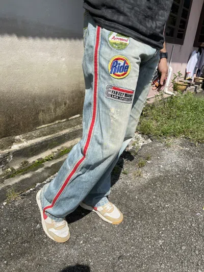 Pre-owned If Six Was Nine Vintage 90sbuzz Spunkydistressed Patches Washed Denim In Blue