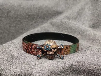Pre-owned If Six Was Nine Vintage  Style Opium Skull Stone Belt Y2k In Multi