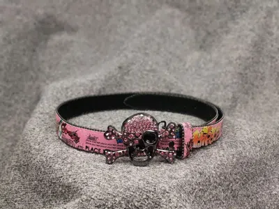 Pre-owned If Six Was Nine Vintage  Style Skull Stone Belt Unisex Y2k In Pink