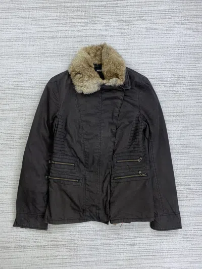 Pre-owned If Six Was Nine Vintage Masculo Double Collar Faux Fur Multipocket Jacket In Brown